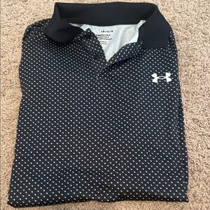 Under Armour Men's Black and White Polka Dot Polo